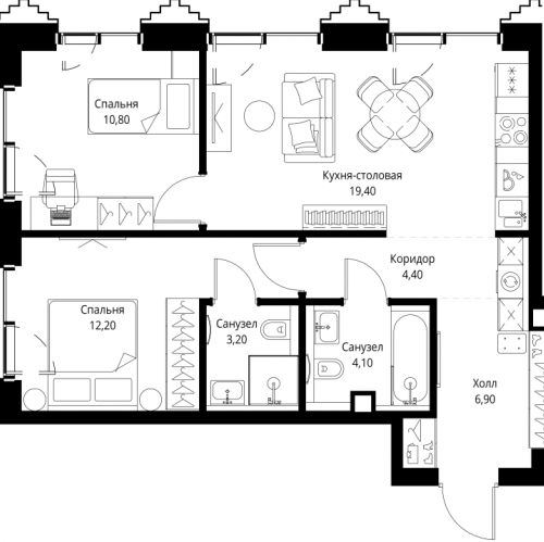 2-комн квартира Москва г., Верейская ул.,  к. SET.1.2