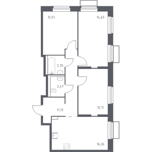 3-комн квартира Мякинино д., 4-я Мякининская ул.,  к. 2