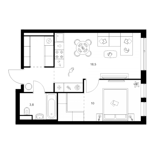 1-комн квартира Москва г., Маршала Прошлякова ул.,  к. 1.2