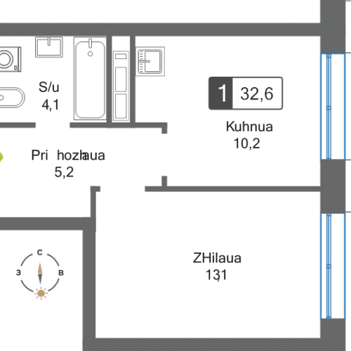 1-комн квартира Красногорск г., Черневская ул.,  к. 1