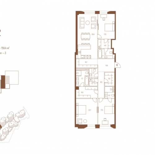 3-комн квартира Москва г., Кутузовский пр-кт,  к. 5.1