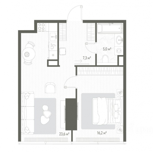 1-комн квартира Красногвардейский 1-й проезд,  д. 18/1,  к. 3