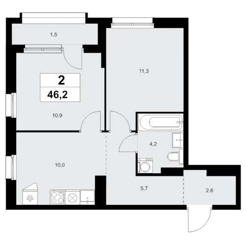 2-комн квартира Прокшино д., Проектируемый проезд № 7029,  к. 9.4