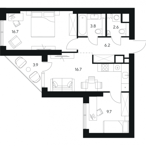 2-комн квартира Москва г., Ярцевская ул.,  к. 1