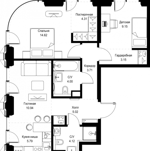 2-комн квартира Москва г., Верейская ул.,  к. SET.2.А
