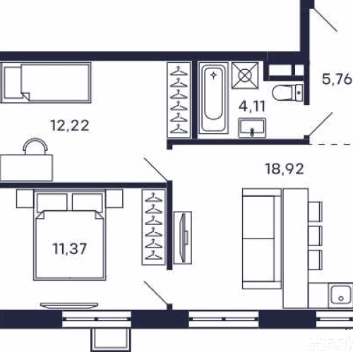 2-комн квартира Красногорск, Россия, Московская область, Красногорск, Большая Воскресенская улица, 1