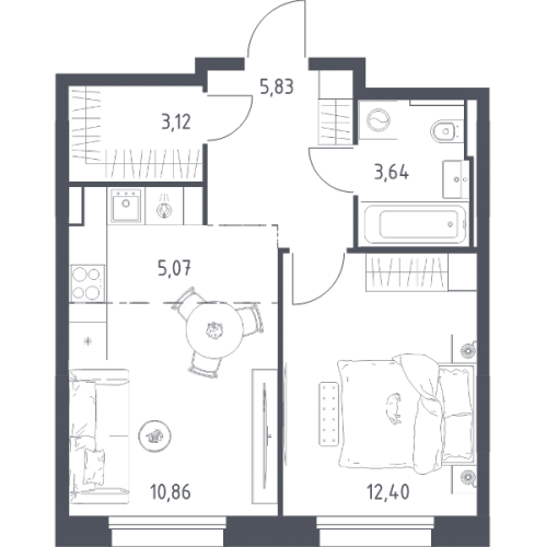 1-комн квартира Заречье п., Заречная ул.,  к. 4