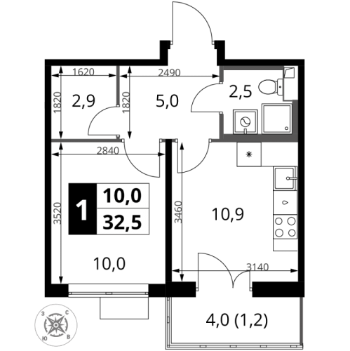 1-комн квартира Химки г., Комсомольская ул.,  к. 4