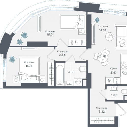 2-комн квартира Москва г., Сокольнический Вал ул.,  к. 2