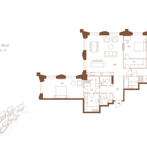3-комн квартира Москва г., Кутузовский пр-кт,  к. 6