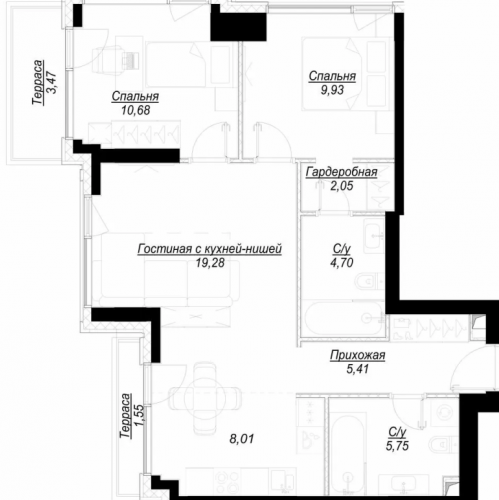 2-комн квартира Москва г., 1-й Сетуньский проезд,  к. RiverSide