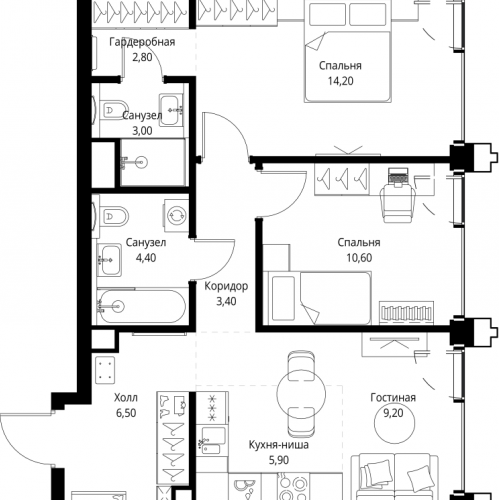 2-комн квартира Москва г., Верейская ул.,  к. SET.1.2