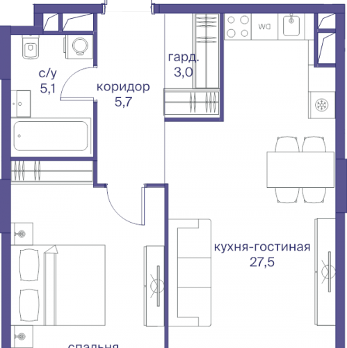 1-комн квартира Москва г., Сергея Макеева ул.,  к. 4
