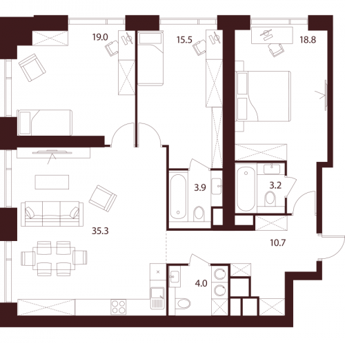 3-комн квартира Москва г., Куусинена ул.,  к. D1