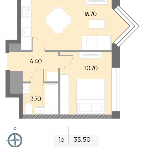 1-комн квартира Борисовские Пруды улица, д.1