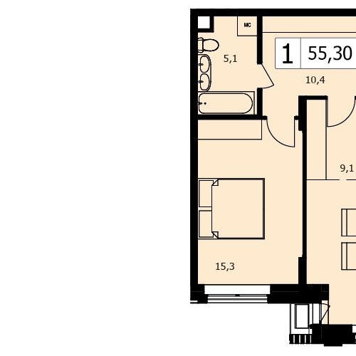 1-комн квартира улица Маршала Тимошенко, 8