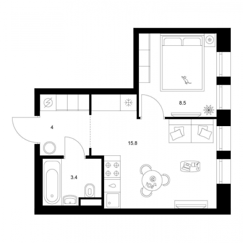1-комн квартира ул. Котляковская, корп. 2.3