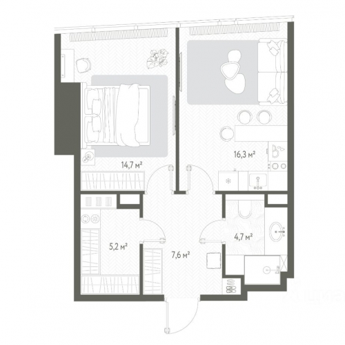 1-комн квартира Красногвардейский 1-й проезд,  д. 11
