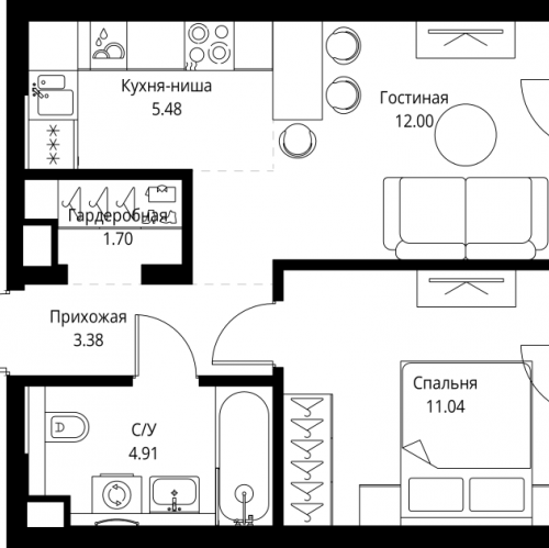 1-комн квартира Москва г., Мира пр-кт,  к. 2