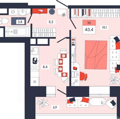 1-комн квартира Дубна, ул Тверская,  д. 34