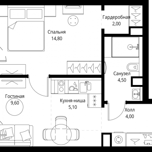 1-комн квартира Москва г., Верейская ул.,  к. SET.1.2