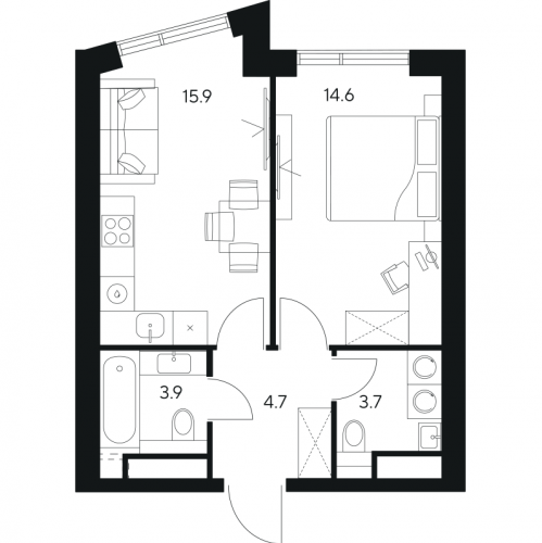 1-комн квартира Москва г., Ярцевская ул.,  к. 1