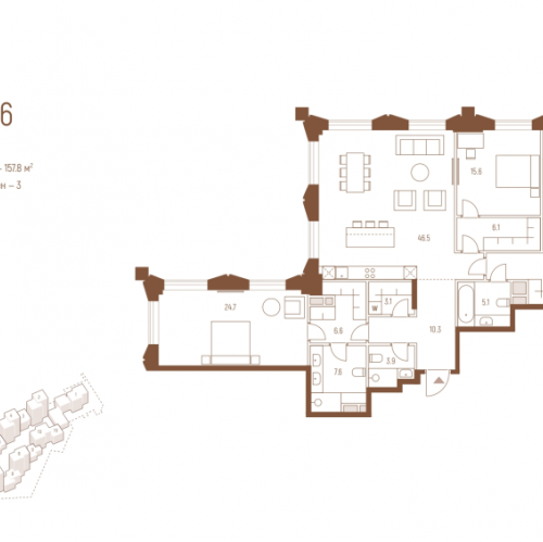 3-комн квартира Москва г., Кутузовский пр-кт,  к. 6