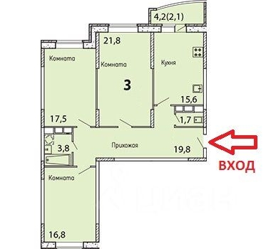 3-комн квартира пос. Мебельной Фабрики, улица Заречная, 5