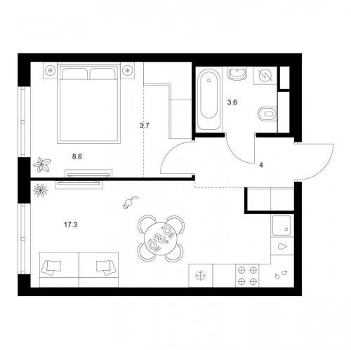 1-комн квартира ул. Котляковская, корп. 2.1