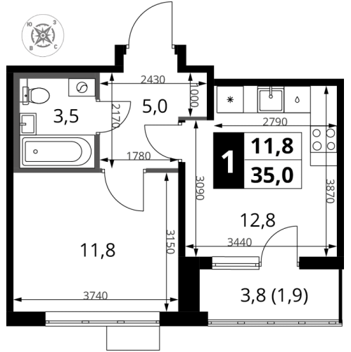 1-комн квартира Химки г., Комсомольская ул.,  к. 4
