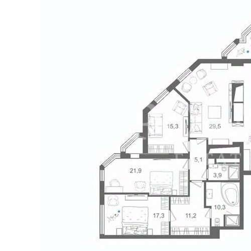4-комн квартира улица Исаковского, 39К1