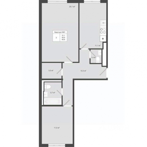 2-комн квартира ул Лесная,  д. 27А