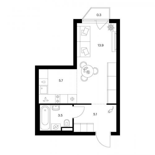 1-комн квартира Георгиевский пр-т, корп. 5.6