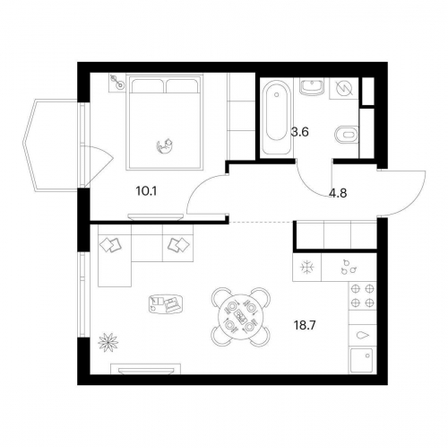 1-комн квартира ул. Руставели, вл. 14, корп. 3