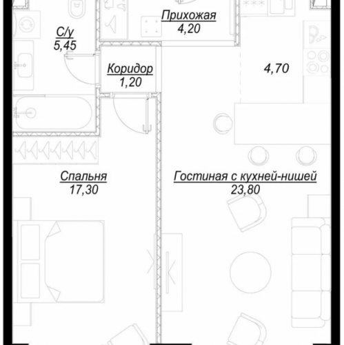 1-комн квартира Москва г., 1-й Сетуньский проезд,  к. ParkLane