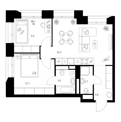 2-комн квартира Москва г., Ильменский проезд,  к. 1.1.3