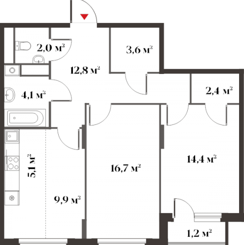 2-комн квартира Красногорск г., Новая Московская ул.,  к. 1
