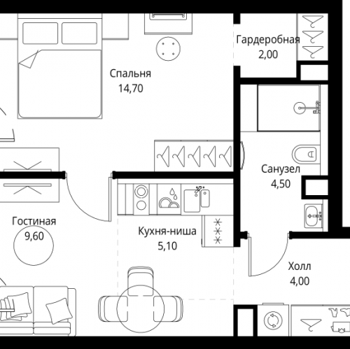 1-комн квартира Москва г., Верейская ул.,  к. SET.1.2