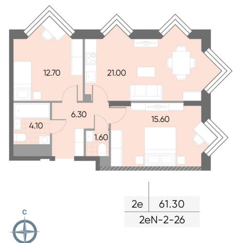 2-комн квартира Борисовские Пруды улица, д.1
