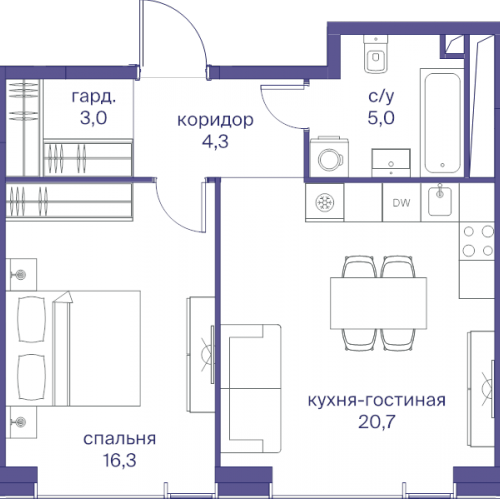 1-комн квартира Москва г., Сергея Макеева ул.,  к. 3