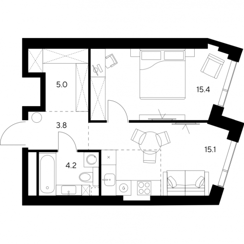 1-комн квартира Москва г., Ярцевская ул.,  к. 1