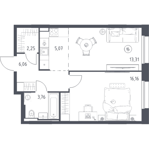 1-комн квартира Заречье п., Заречная ул.,  к. 4