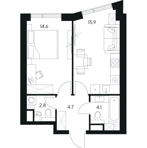 1-комн квартира Москва г., Ярцевская ул.,  к. 1