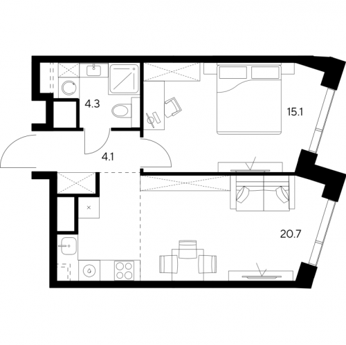 1-комн квартира Москва г., Ярцевская ул.,  к. 1