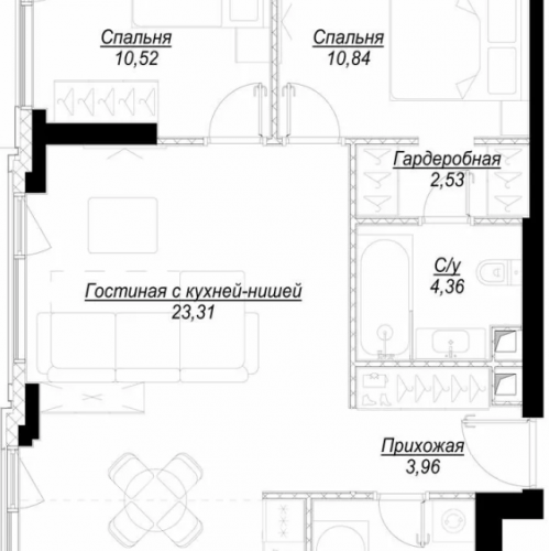 2-комн квартира Москва г., 1-й Сетуньский проезд,  к. RiverSide