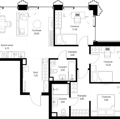 3-комн квартира Москва г., Верейская ул.,  к. SET.1.2