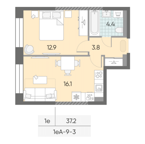 1-комн квартира Москва г., Братьев Весниных б-р,  к. 1-3