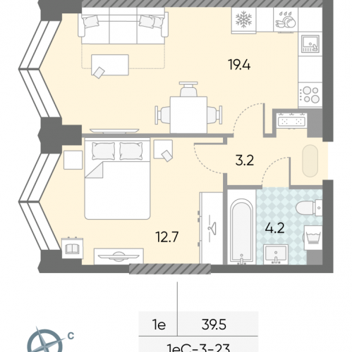 1-комн квартира Автозаводская площадь, д.вл.23
