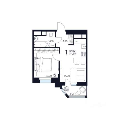 1-комн квартира Химки, ул Германа Титова,  д. 5,  к. 2