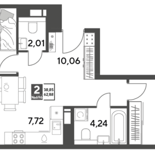 2-комн квартира Пушкино г., Зелёная Роща ул.,  к. 12